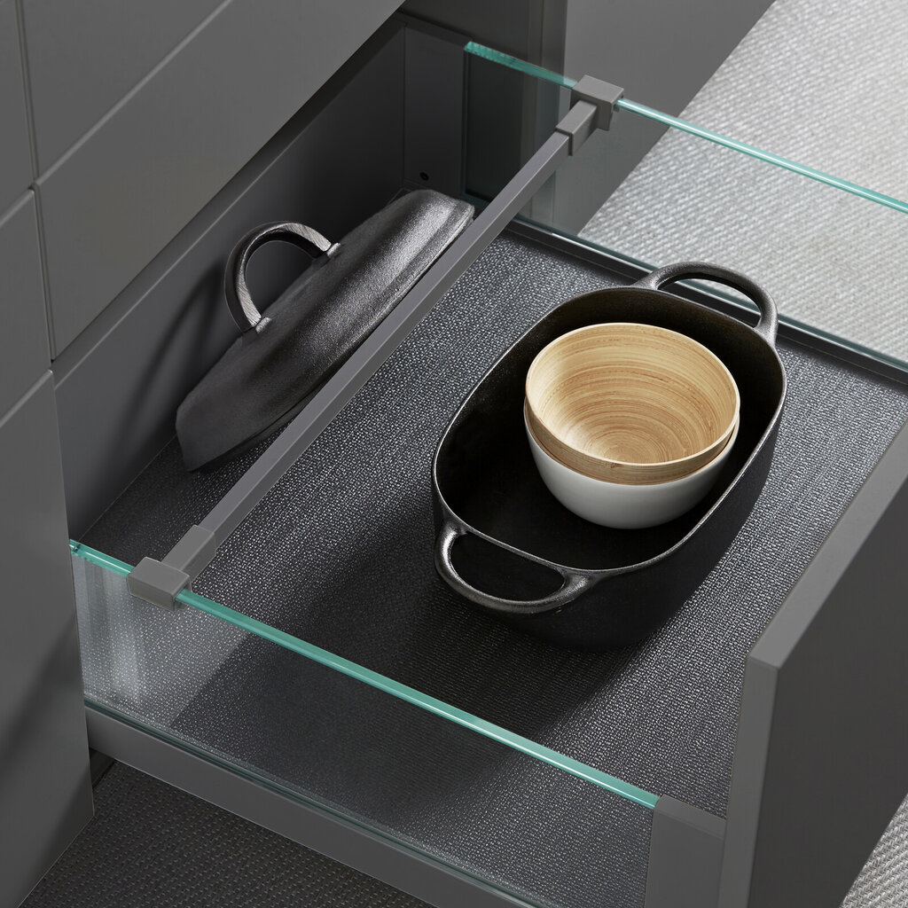 Skuffeinndeler låg grå glas Skuffeinndeler låg grå glas