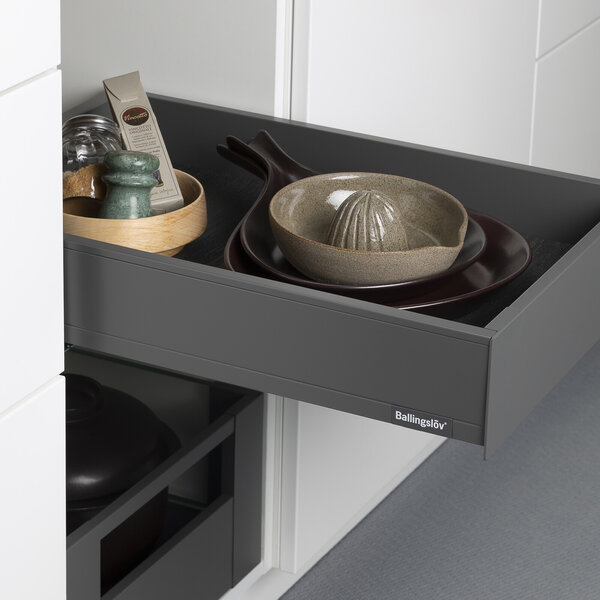 Skuffe 40 grå metal lav