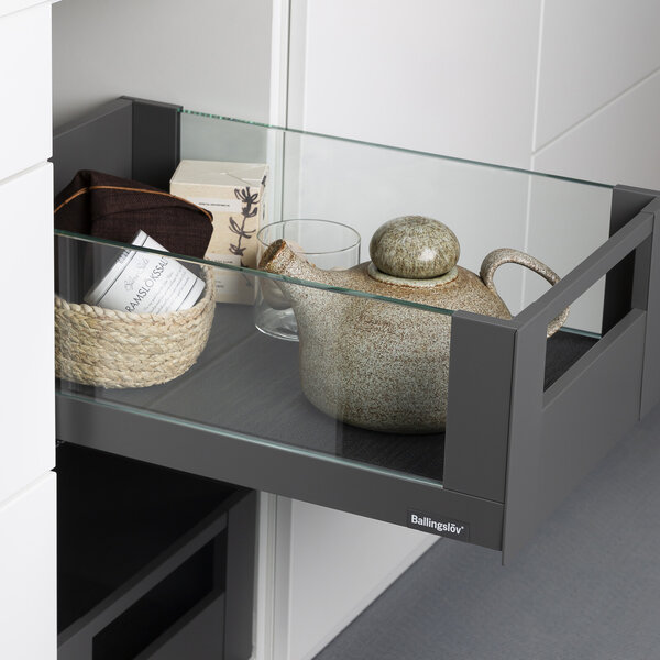 Skuffe 40 grå glas høj Skuffe 40 grå glas høj